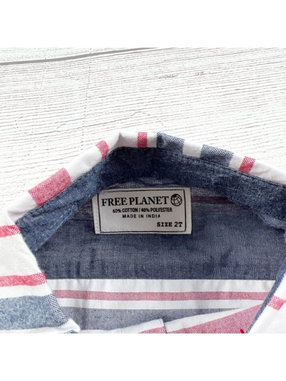 Free Planet Outfit Set 2-Piece Striped Button Up Shirt Shorts NWT 2T - Picture 3 of 7